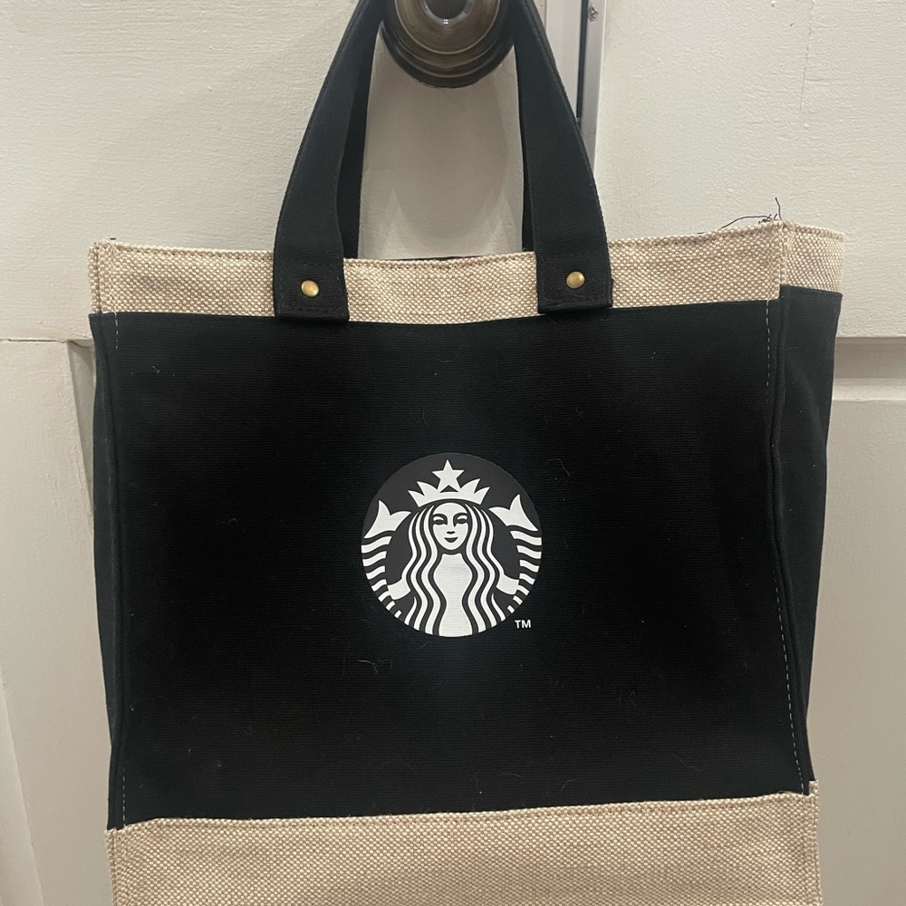 Starbucks Black and Tan Canvas Tote